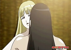 Cartoon girls with big boobs are moaning while making love, in the middle of the day