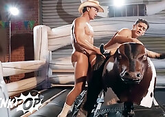 Damian Night Rides Cade Maddoxs Cock And The Mechanical Bull For A Wild Saloon Finish