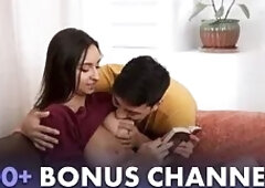 Freeuse - step-dad gets huge titted sexbot Tiffany Watson as a dildo to share with horny stepson