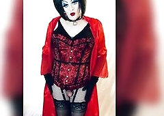 Sissy Sub Floozy in Bitch Underware and enormous makeup disrobes to underware!