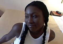 Black newbie experiences her first time in a big black booty film