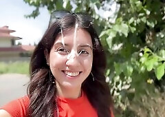 Public Oral pleasure in the Bushes with Stranger and Mad Cumwalk Overspread in Cum