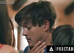 Hot MILFs Shay Sights, Reagan Foxx, Lexi Luna, and Sophia Locke reverse gangbang young stepson