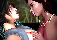 3D animated shemale Kimdam3d channels Lara Croft in a wild adventure
