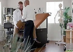 Dr. Brogan fucking his boyfriend, Zario Travezz in medical office
