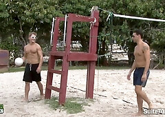 Sporty bummers poking rock hard