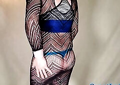 Belt Bulge and Large Bazookas in Watch Throughout Bodystocking Costume