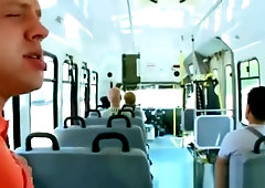 Homosexual guys fucking on a riding bus
