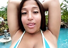Your Thick Ex Girlfriend Lets u Screw her Constricted Dark hole by the Pool