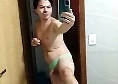 gay femboy sexy lingerie skirt sissy licking lollipop