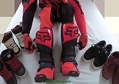Gay motocross, leather, cum boot