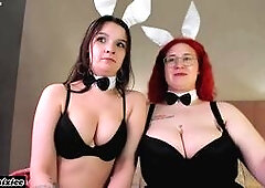 Busty Bunny Babes Tease Together