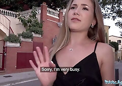 Public agent wonderful russian Mary Rock hardcore in a short ebony dress