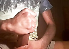 Playing with my large ebony penis