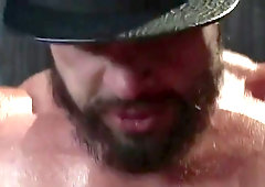 Muscle bear foursome with facial