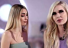 Blonde shemale licks and fucks the pussy of her dance partner