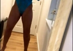 Hot Blonde Milf High Heels Lace Leotard