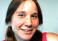 Alexia kneels with vintage teen passion in sultry ecstasy