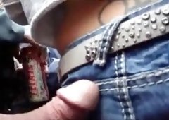 Touching a lesbian chick with a hard dick