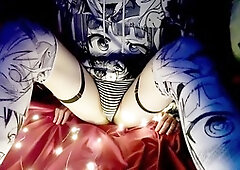 Trap jerking off in sexy attire