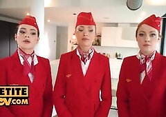 All girl air steward trio turns fourway with Angelika Grays, Cherry Candle and Matty Mila Perez
