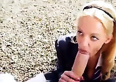 blond college girl sucks yam-sized white trouser snake huge facial