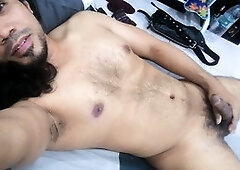 Hairy mature guys enjoying some solo nipple play and masturbation