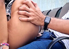 Curvy Brazilian Latina gives a stranger deep throat outdoors