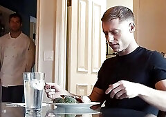 Stud strips off his chefs clothes and rides his big rod