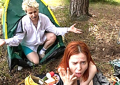 Spicy outdoor dick-riding with a long-legged redhead Chloe