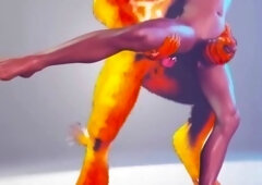 Furry and Man Rub Cocks in Wild Scene