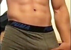 Hunk's monster huge cock cumshot