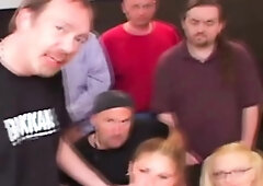 Normal looking people gangbang a woman