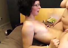 Busty lass and a shecock having passionate sex