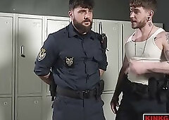 Police Captain Colt Welcomes Heath Halo with Billy Club and Hard Fuck