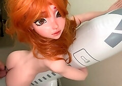 Fat guy fuck doll, airplane jerk off, airplane