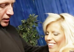 Nasty sweetheart Scarlett takes a thick jock in her hairless snatch