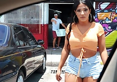 Dirty sex on the backseat with a big-boobed girlfriend Kosame Dash