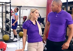 Blonde Abella Danger gets a big black cock in the room and cum on her face