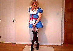 Gothic look lingerie strip in blue costume