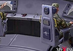 3d dickgirl androids plays with a sexy ebony in Area 51