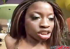 Teen Black Monique Had a Hard Three-some with Double Penetration