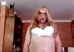 Crazy and hot transvestite masturbating
