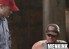 Farmboy Josh Peters tormented by Christian Wilde for jerking off on the job