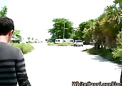 Horny gay black gangster takes dick