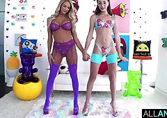 Slim Busty Blonde Emma Hix Gets Her Ass Smashed With BWC & Skinny Brunette Lisa Ann Assists Her