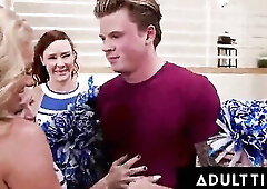 ADULT TIME - Ex-Cheerleader MILFs REVERSE GROUP-SEX Neighbour Dude They Caught Peeping