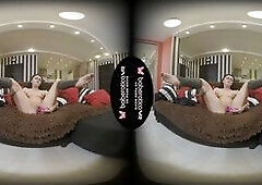 Solo girl, Bonnie is moaning while masturbating, in VR