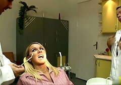 Blonde with big tits gets anal in the dentist's office
