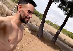 Xxl manhood guy milking off on public trail. Public Jizz Shot